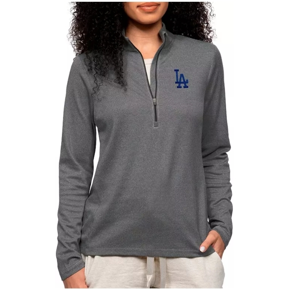 Gray Quarter-Zip Pullover with Blue Logo
